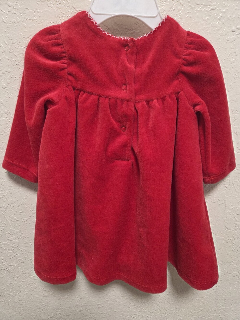Red Baby Christmas Dress with White Bow - Picture 3 of 5